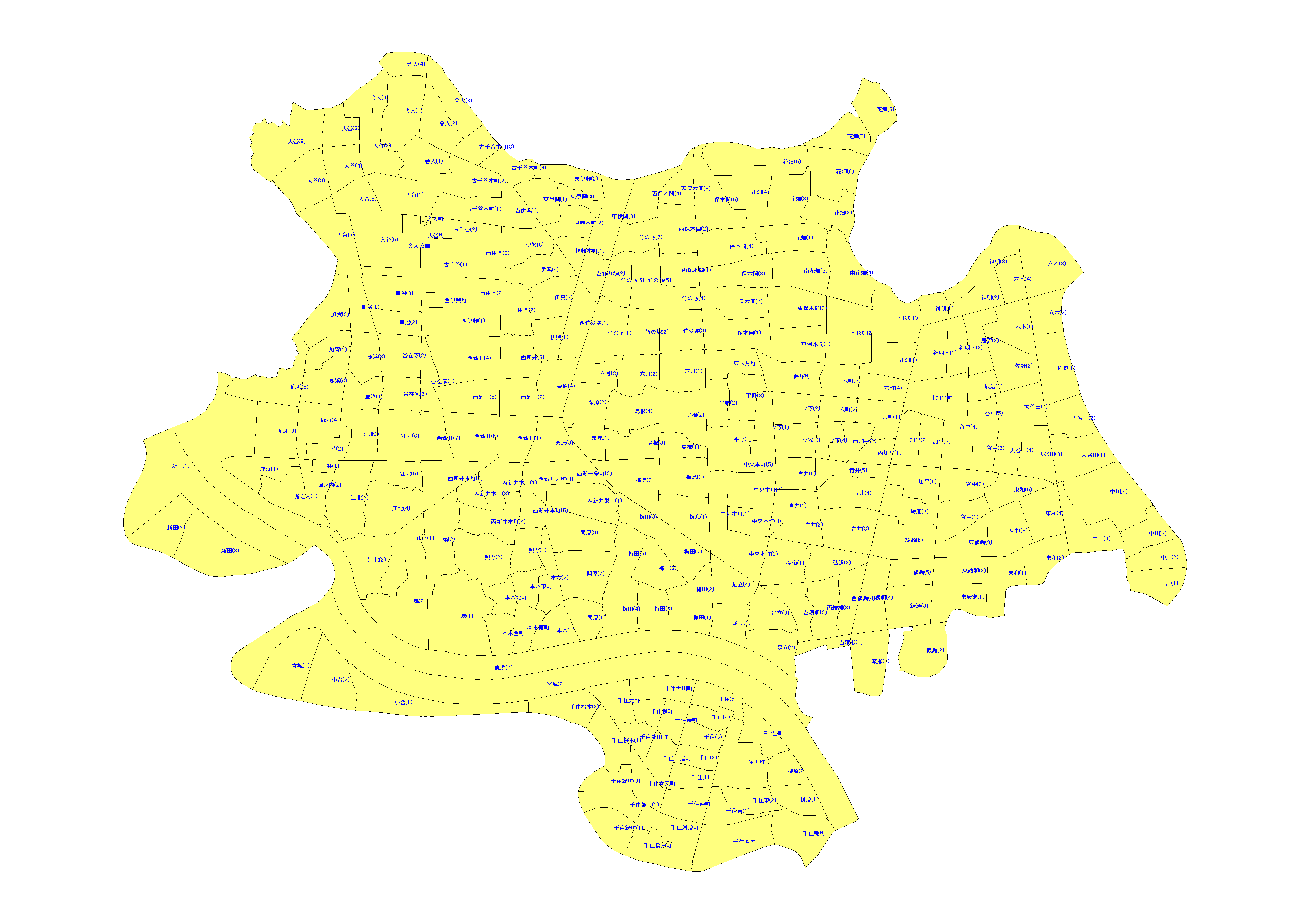 東京都足立区の配布エリアMAP