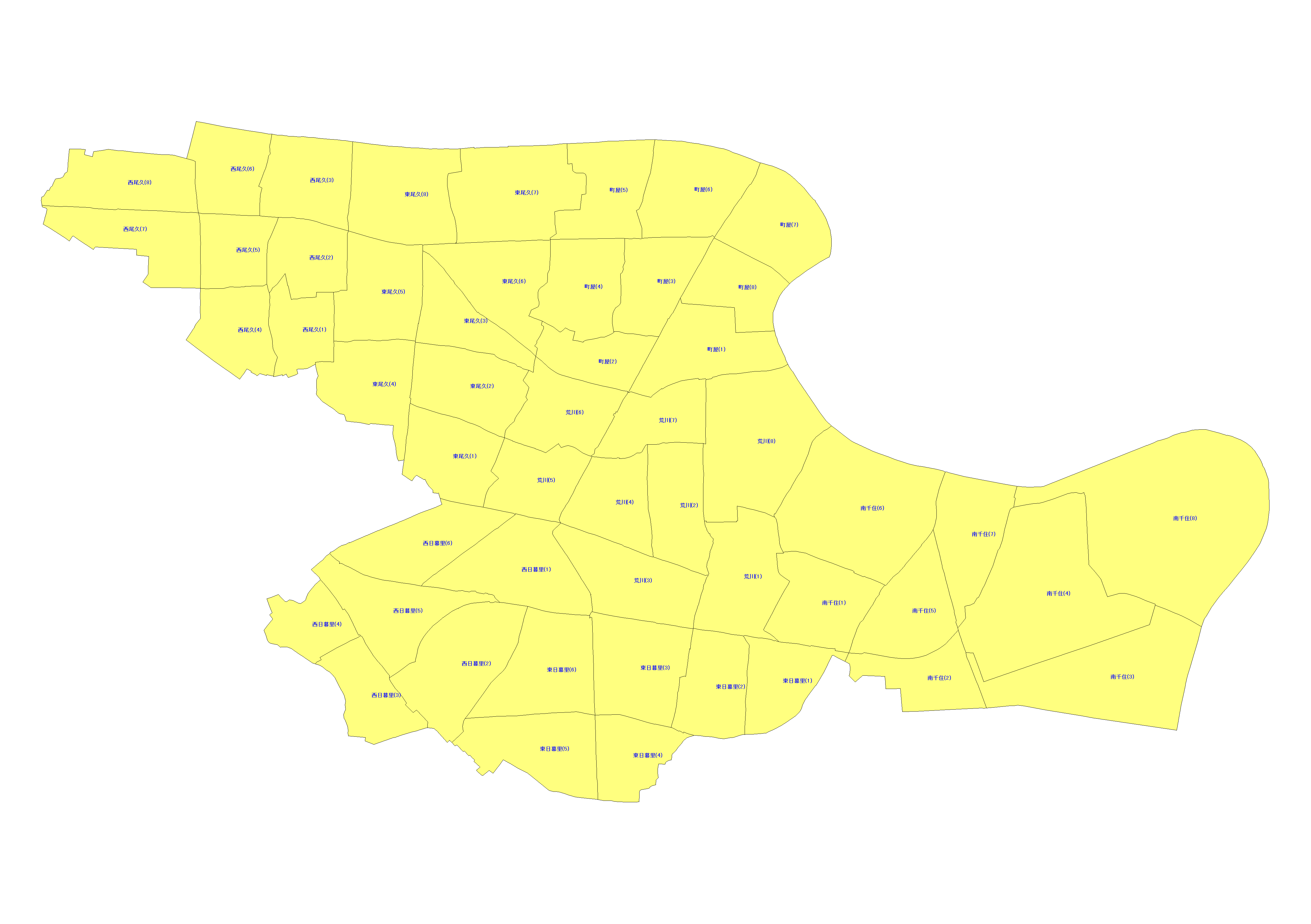 東京都荒川区の配布エリアMAP