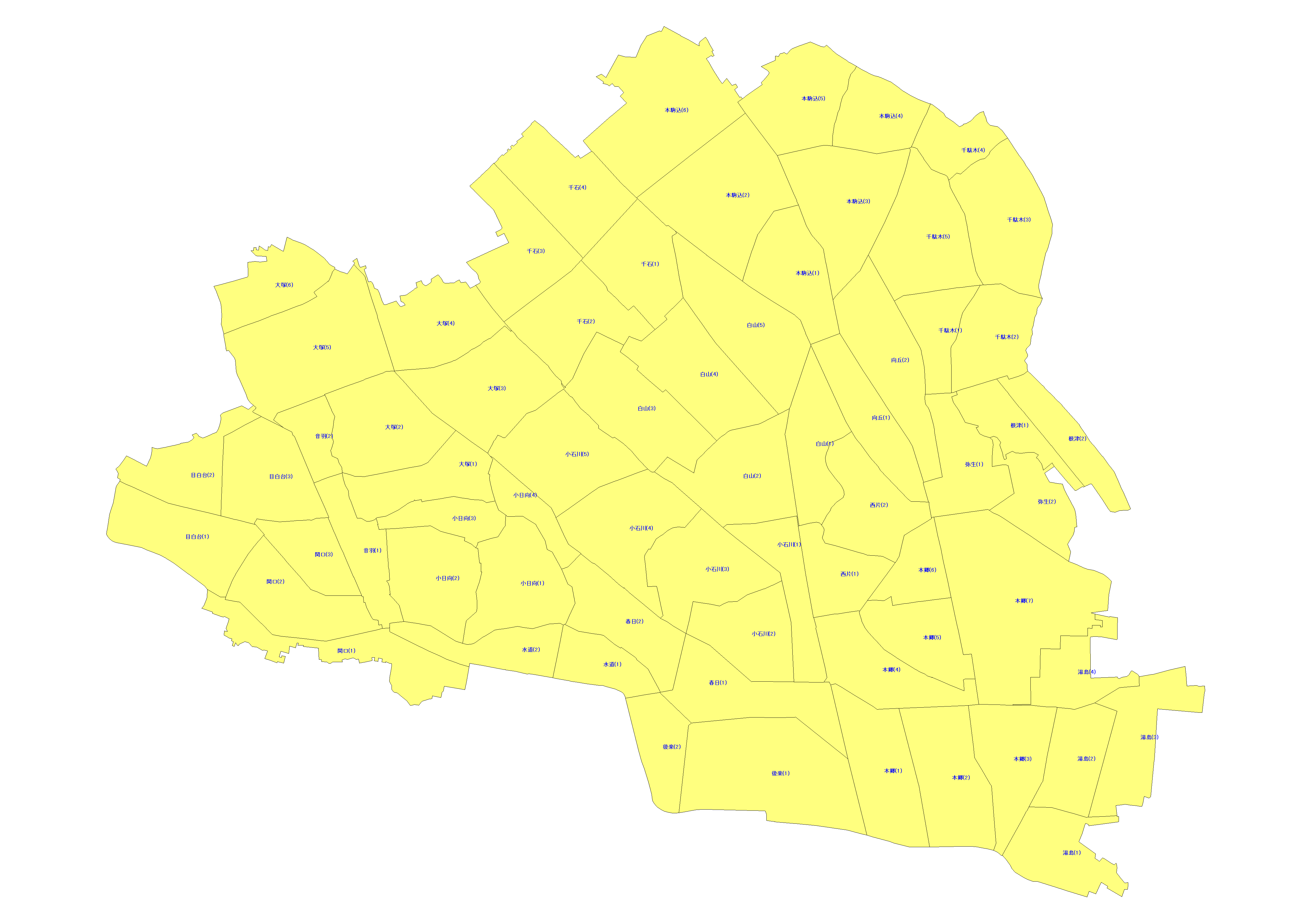 東京都文京区の配布エリアMAP