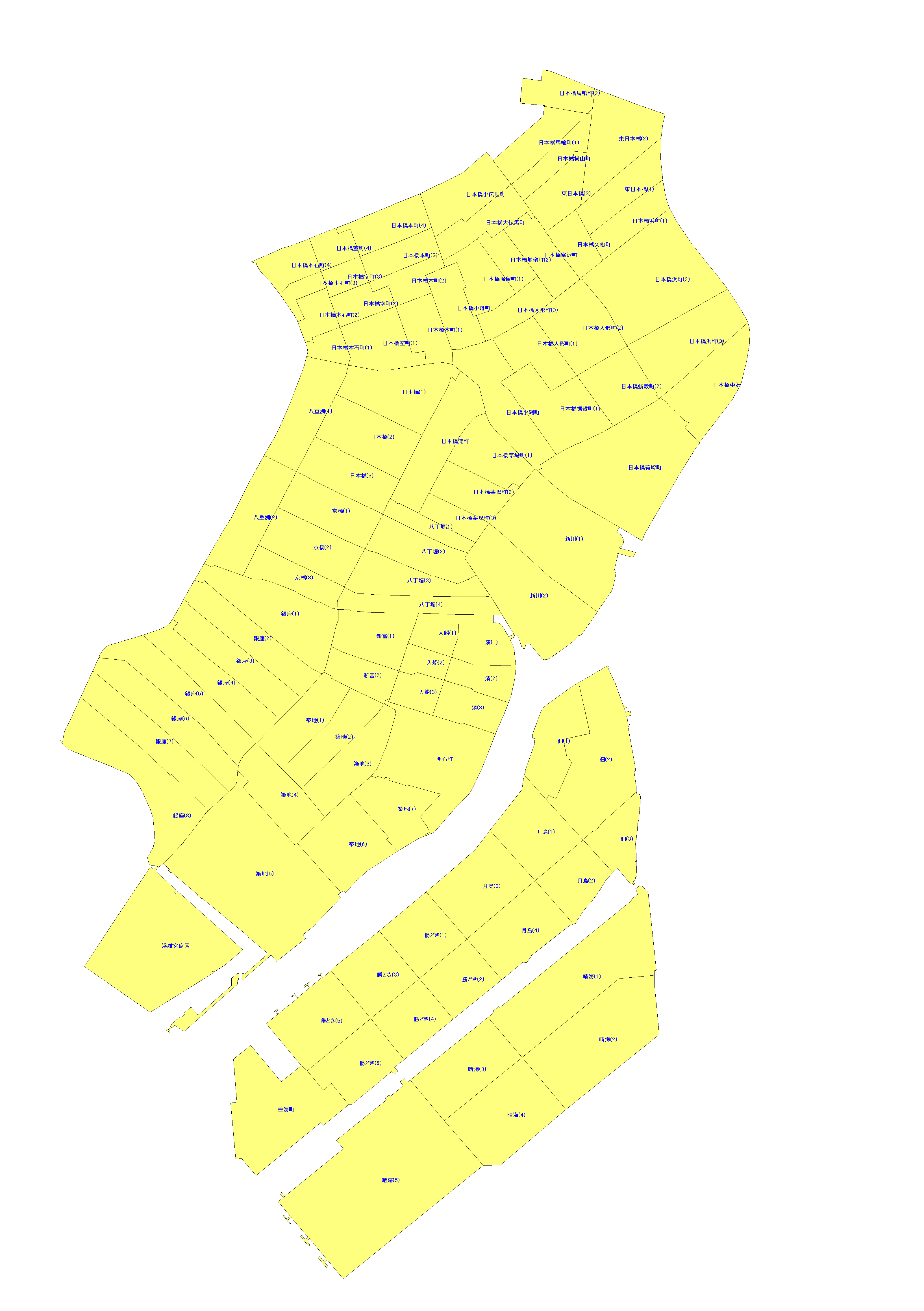 東京都中央区の配布エリアMAP