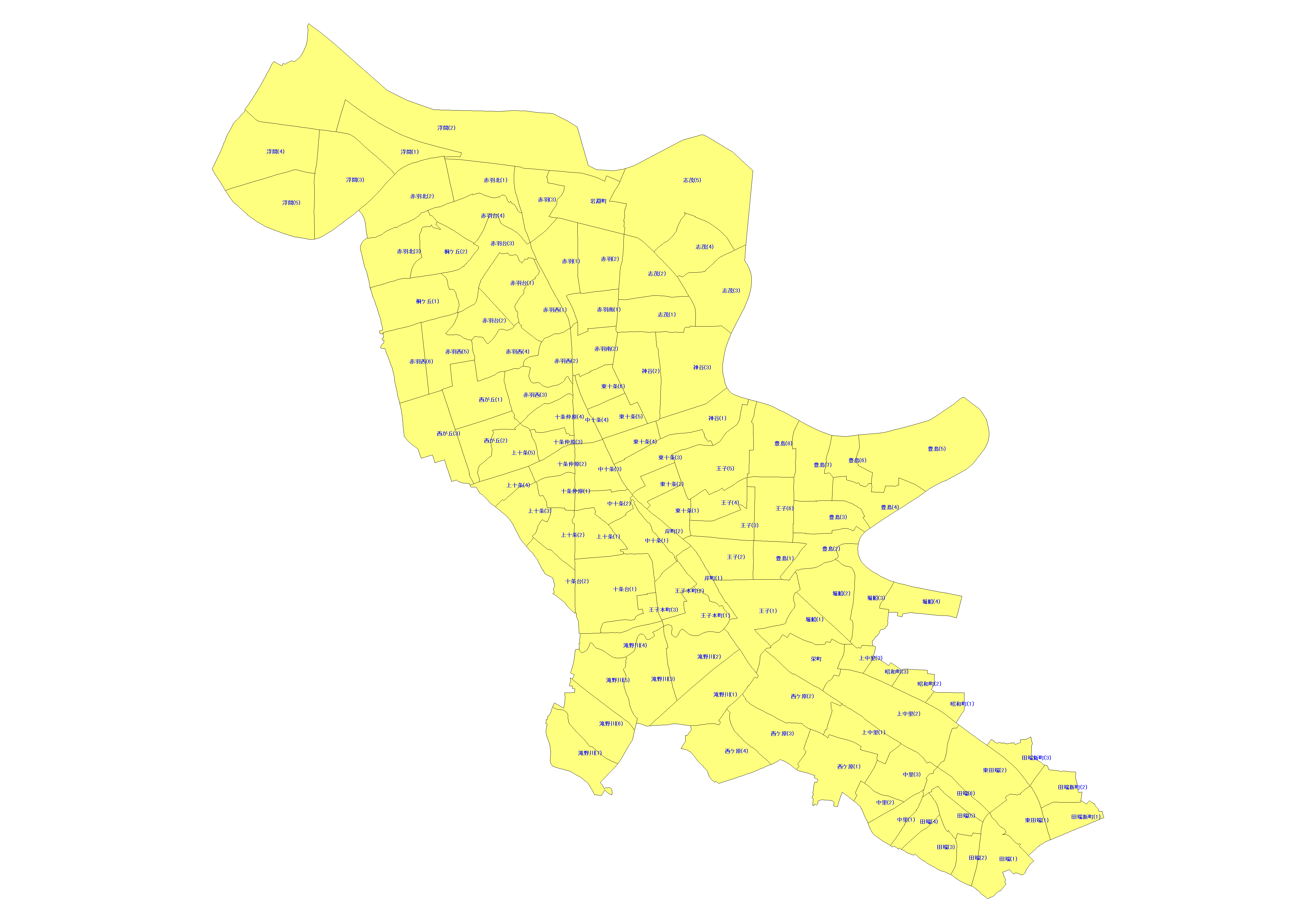 東京都北区の配布エリアMAP