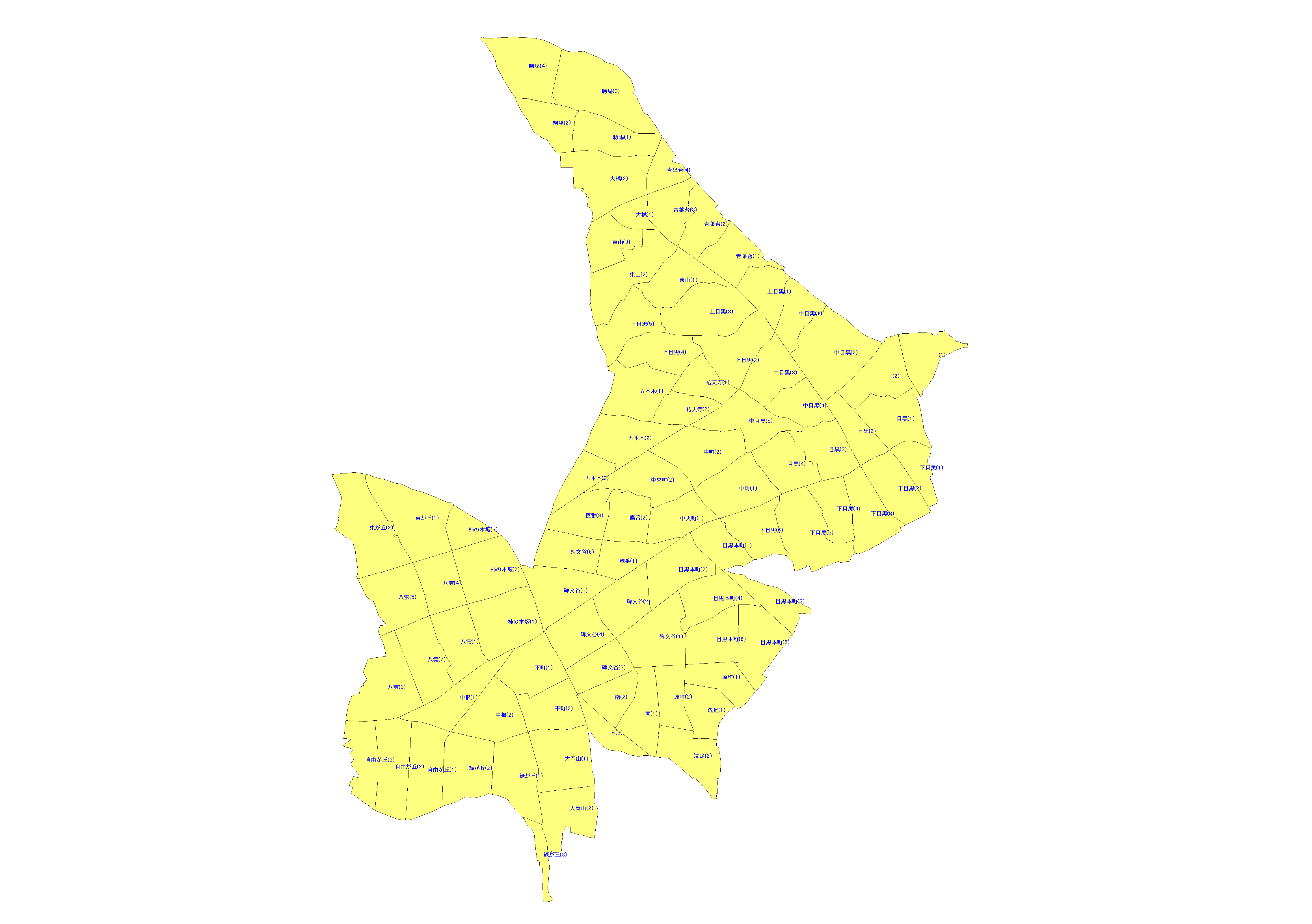 東京都目黒区の配布エリアMAP