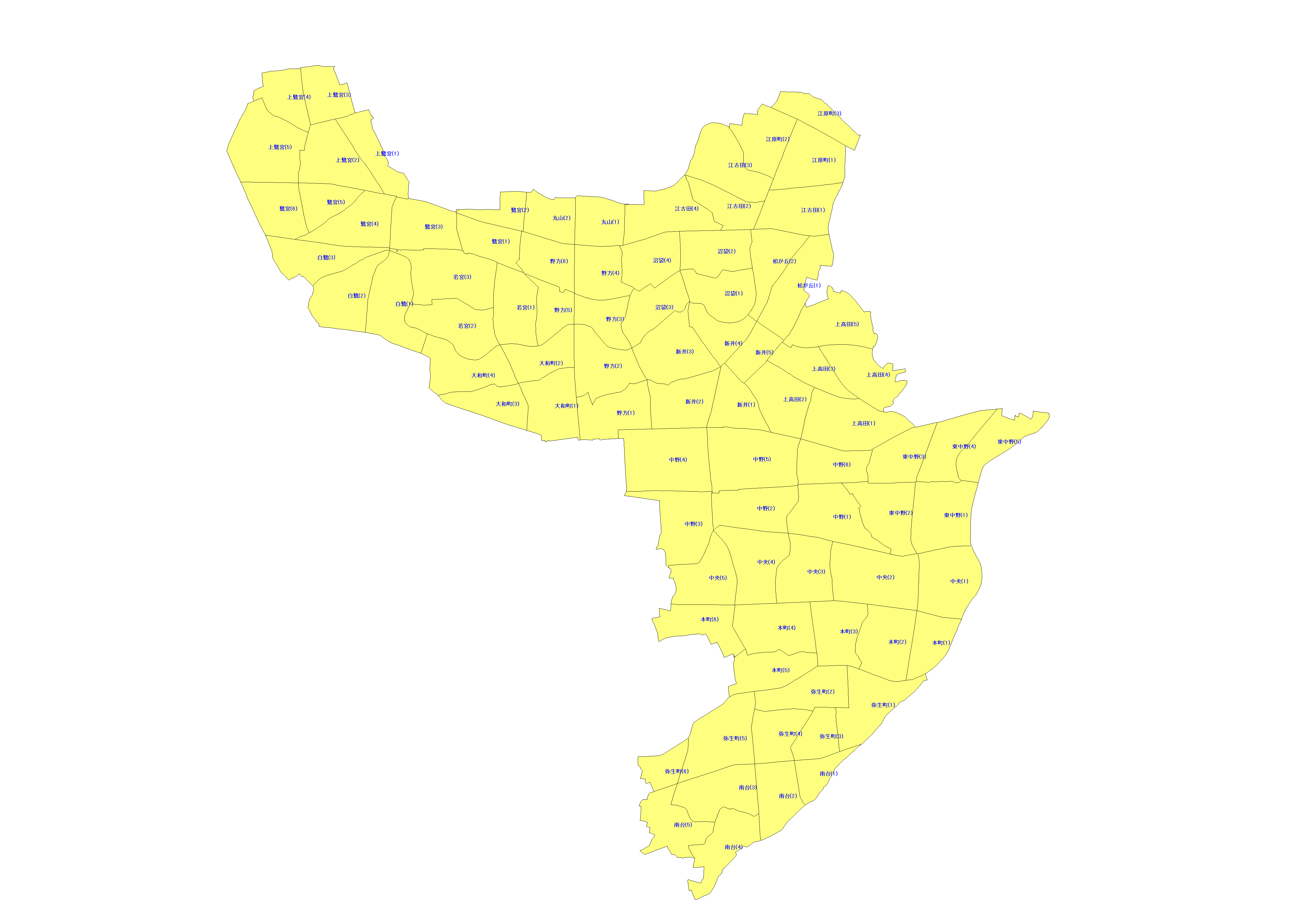 東京都中野区の配布エリアMAP