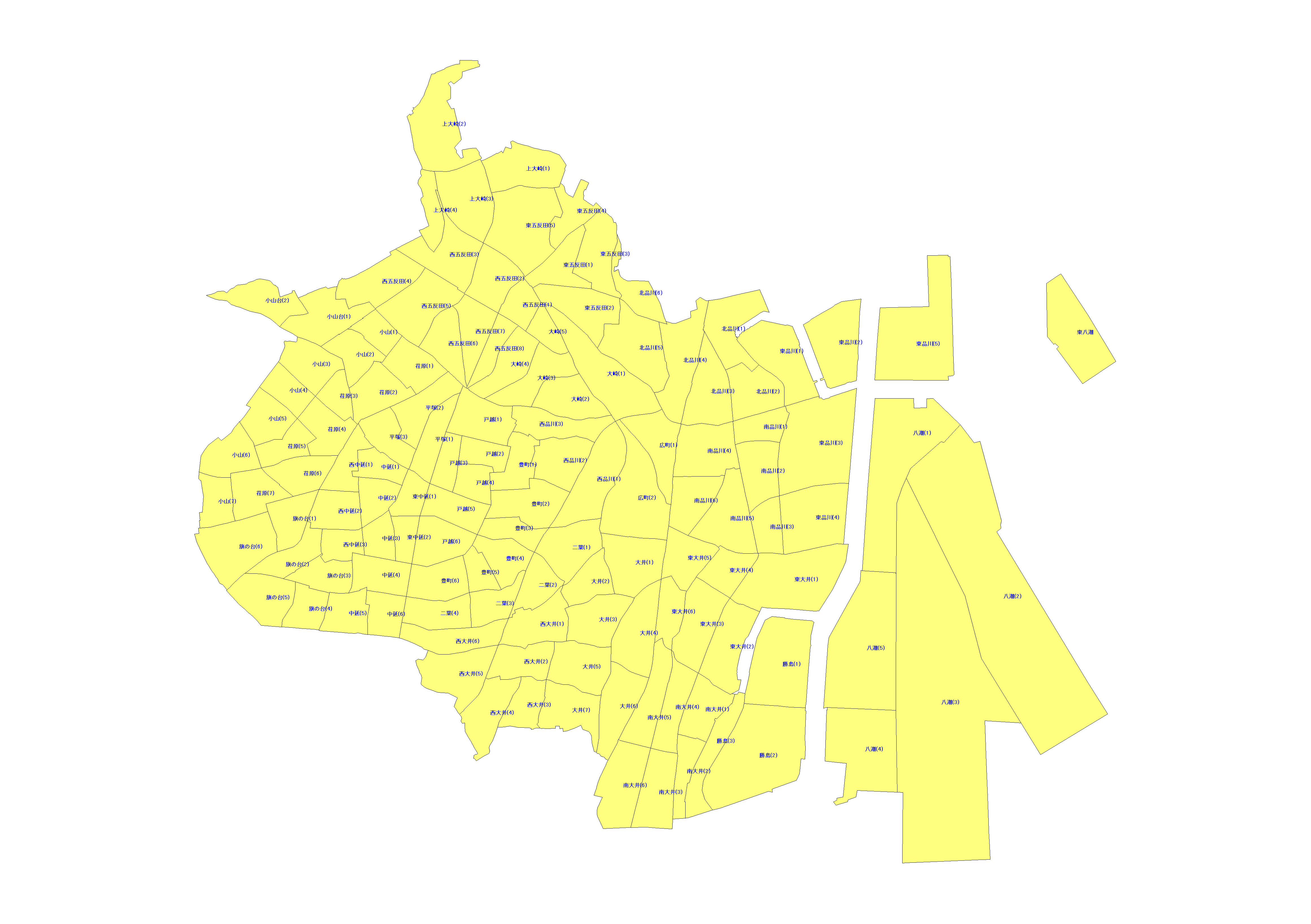 東京都品川区の配布エリアMAP
